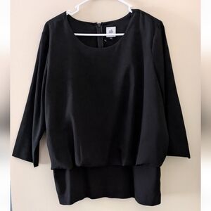 CAbi Black Zip-Back Top ~ Sz L